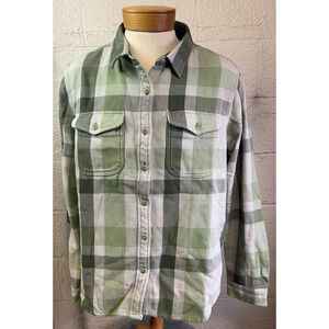 The Outerknown blanket shirt mens pockets organic cotton plaid Green Size XXL